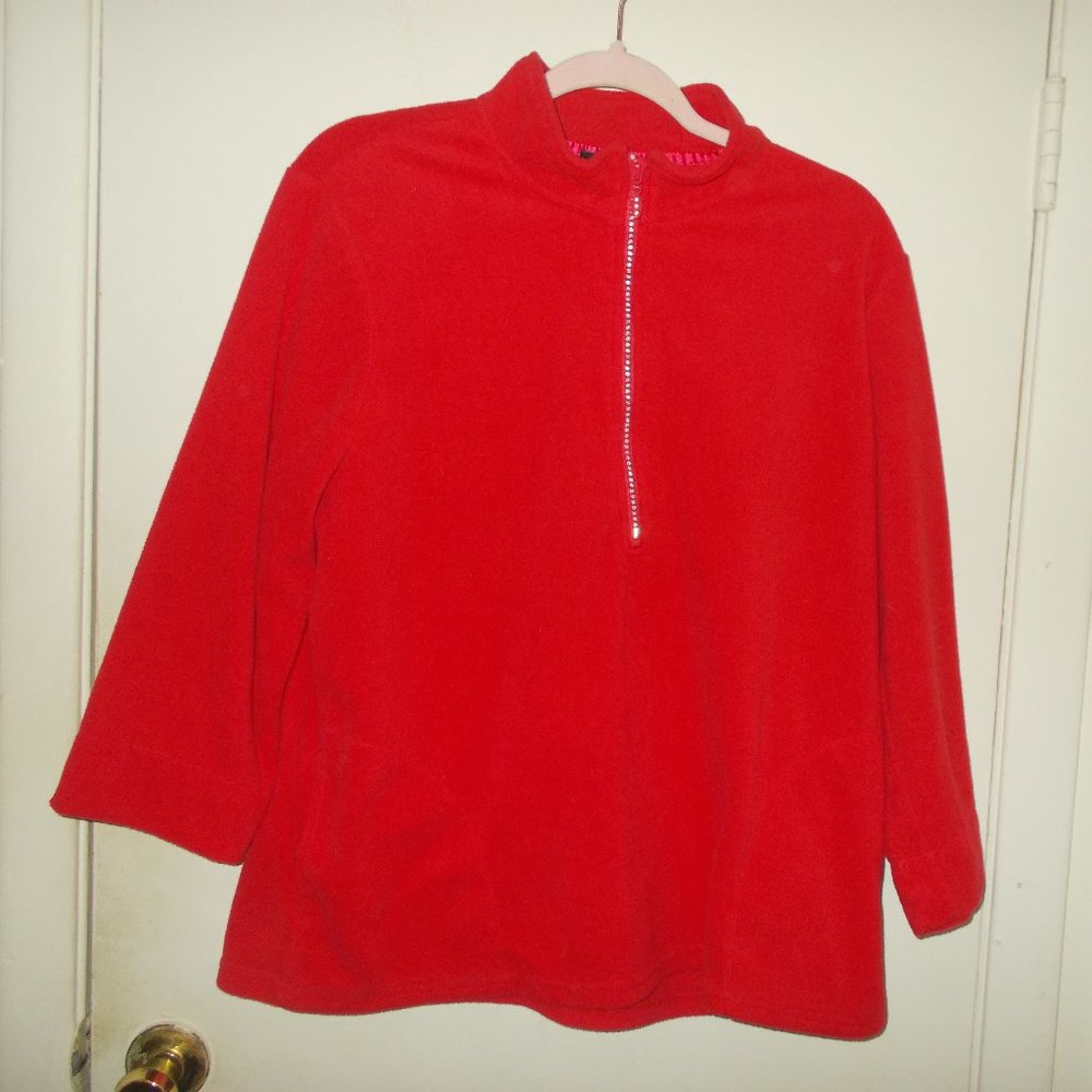 Erika 1/2 Zip Fleece Pullover Top Red Size Extra Large